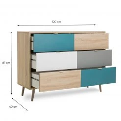 Sideboard CUBA - Sonoma Eiche - tricolor - 120 cm breit -Esszimmer Verkaufsgeschäft 1332003500 04 1600Wx1600H