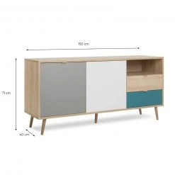 Sideboard CUBA - Sonoma Eiche - tricolor- 150 cm breit -Esszimmer Verkaufsgeschäft 1332003700 06 1600Wx1600H