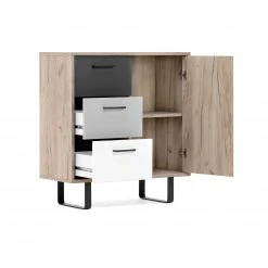 Kommode ORLANDO - Grey Craft Oak-Farbmix - 3 Schubkästen - 80 cm -Esszimmer Verkaufsgeschäft 1332004200 03 1600Wx1600H