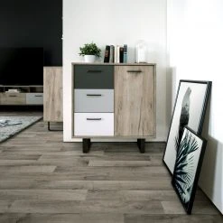 Kommode ORLANDO - Grey Craft Oak-Farbmix - 3 Schubkästen - 80 cm -Esszimmer Verkaufsgeschäft 1332004200 05 1600Wx1600H