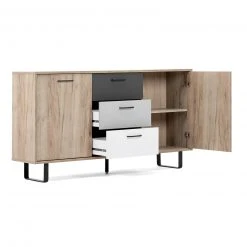 Kommode ORLANDO - Grey Craft Oak-Farbmix - 3 Schubkästen - 160 cm 10 Kommode ORLANDO - Grey Craft Oak-Farbmix - 3 Schubkästen - 160 cm -Esszimmer Verkaufsgeschäft 1332004500 04 1600Wx1600H