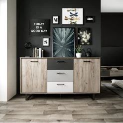 Kommode ORLANDO - Grey Craft Oak-Farbmix - 3 Schubkästen - 160 cm 12 Kommode ORLANDO - Grey Craft Oak-Farbmix - 3 Schubkästen - 160 cm -Esszimmer Verkaufsgeschäft 1332004500 06 1600Wx1600H