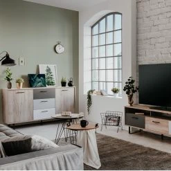 Kommode ORLANDO - Grey Craft Oak-Farbmix - 3 Schubkästen - 160 cm 13 Kommode ORLANDO - Grey Craft Oak-Farbmix - 3 Schubkästen - 160 cm -Esszimmer Verkaufsgeschäft 1332004500 07 1600Wx1600H