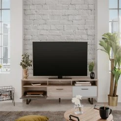 Lowboard ORLANDO - Grey Craft Oak-Farbmix - 3 offene Fächer - 160 cm -Esszimmer Verkaufsgeschäft 1332004600 06 1600Wx1600H