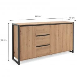 Kommode DENVER - Artisan Eiche-anthrazit - 160 cm -Esszimmer Verkaufsgeschäft 1332006100 07 1600Wx1600H