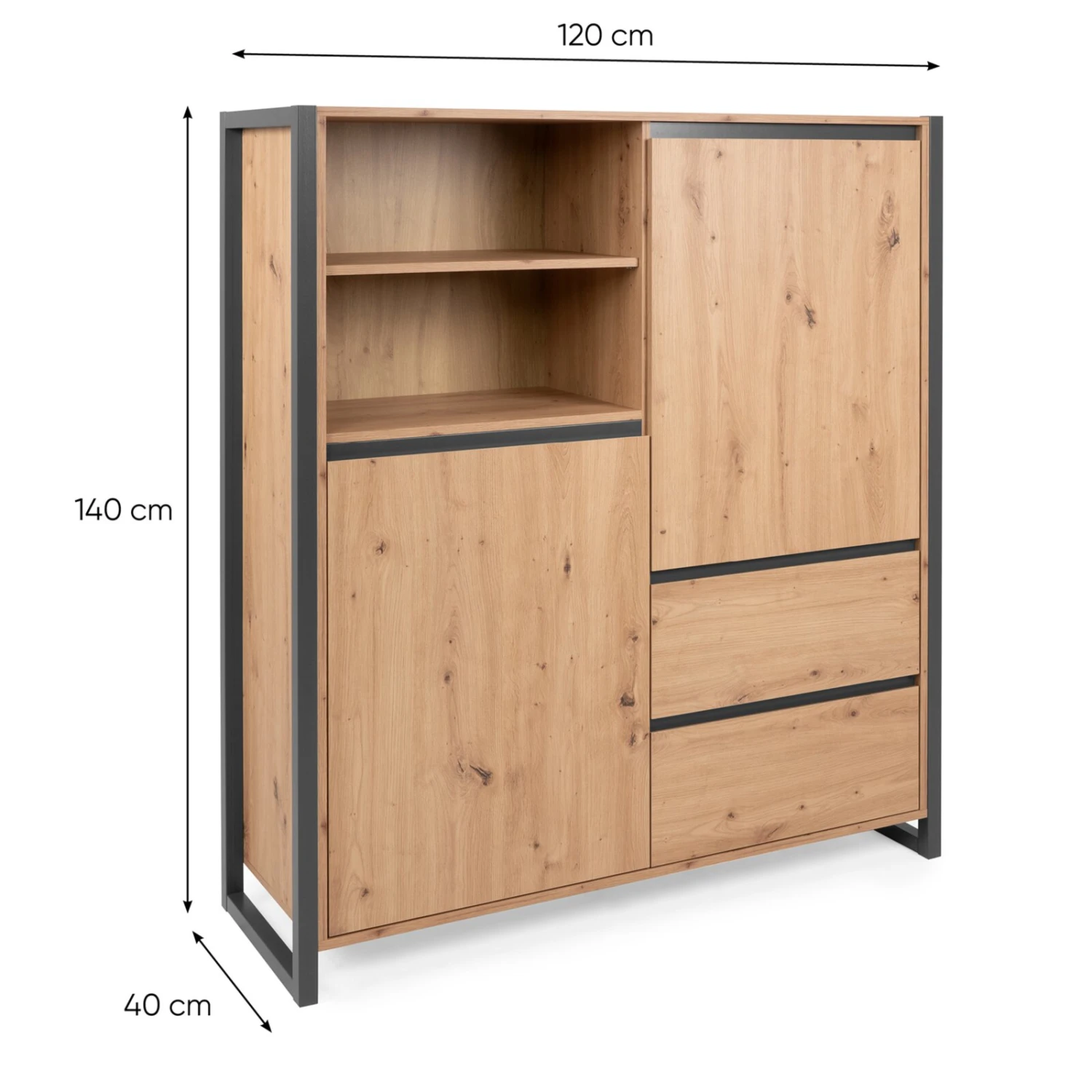 Highboard DENVER - Artisan Eiche-anthrazit - 139 cm 12 Highboard DENVER - Artisan Eiche-anthrazit - 139 cm – Bild 12