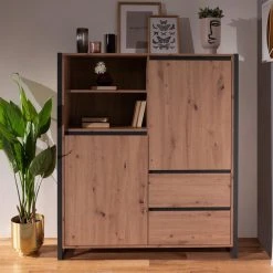 Highboard DENVER - Artisan Eiche-anthrazit - 139 cm 26 Highboard DENVER - Artisan Eiche-anthrazit - 139 cm -Esszimmer Verkaufsgeschäft 1332006500 13 1600Wx1600H