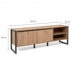 Lowboard DENVER - Artisan Eiche-anthrazit - 160 cm -Esszimmer Verkaufsgeschäft 1332006600 08 1600Wx1600H