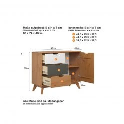 Kommode - honigfarben - Kiefer massiv - 96 cm breit -Esszimmer Verkaufsgeschäft 1335000800 06 1600Wx1600H