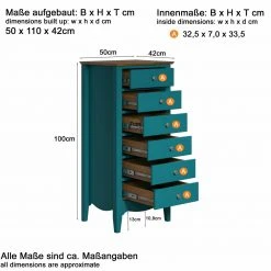 Kommode LISSABON - blau-braun - teilmassiv - 110 cm -Esszimmer Verkaufsgeschäft 1335001101 04 1600Wx1600H