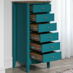 Kommode LISSABON - blau-braun - teilmassiv - 110 cm -Esszimmer Verkaufsgeschäft 1335001101 08 1600Wx1600H