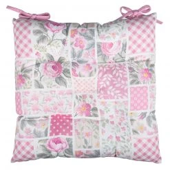 Sitzkissen - rosa-weiß - Patchwork - 40x40 cm