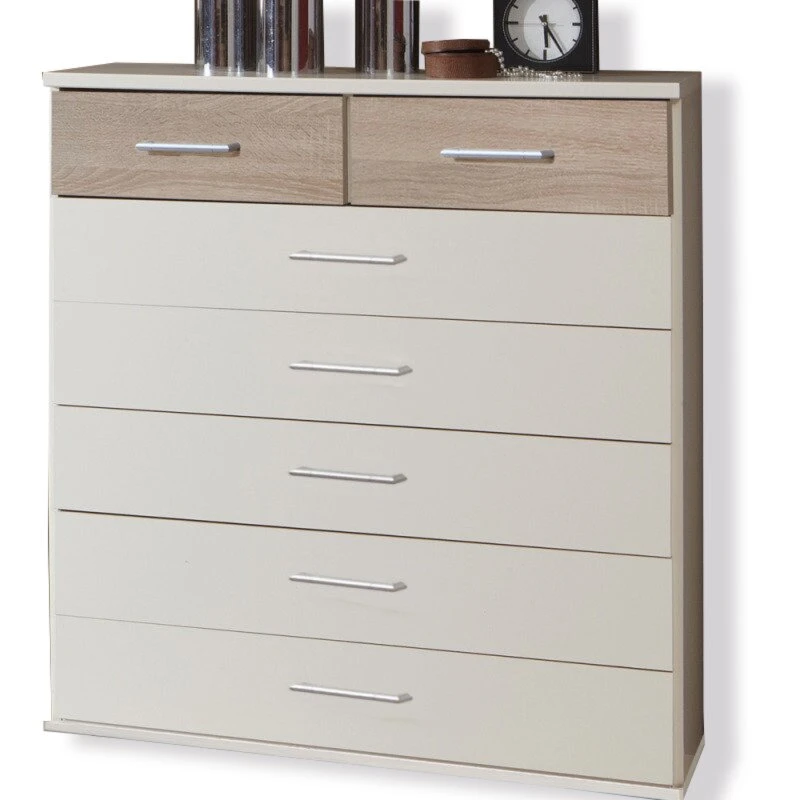 Schubkastenkommode - Alpinweiß-Eiche sägerau 1 Schubkastenkommode - Alpinweiß-Eiche sägerau