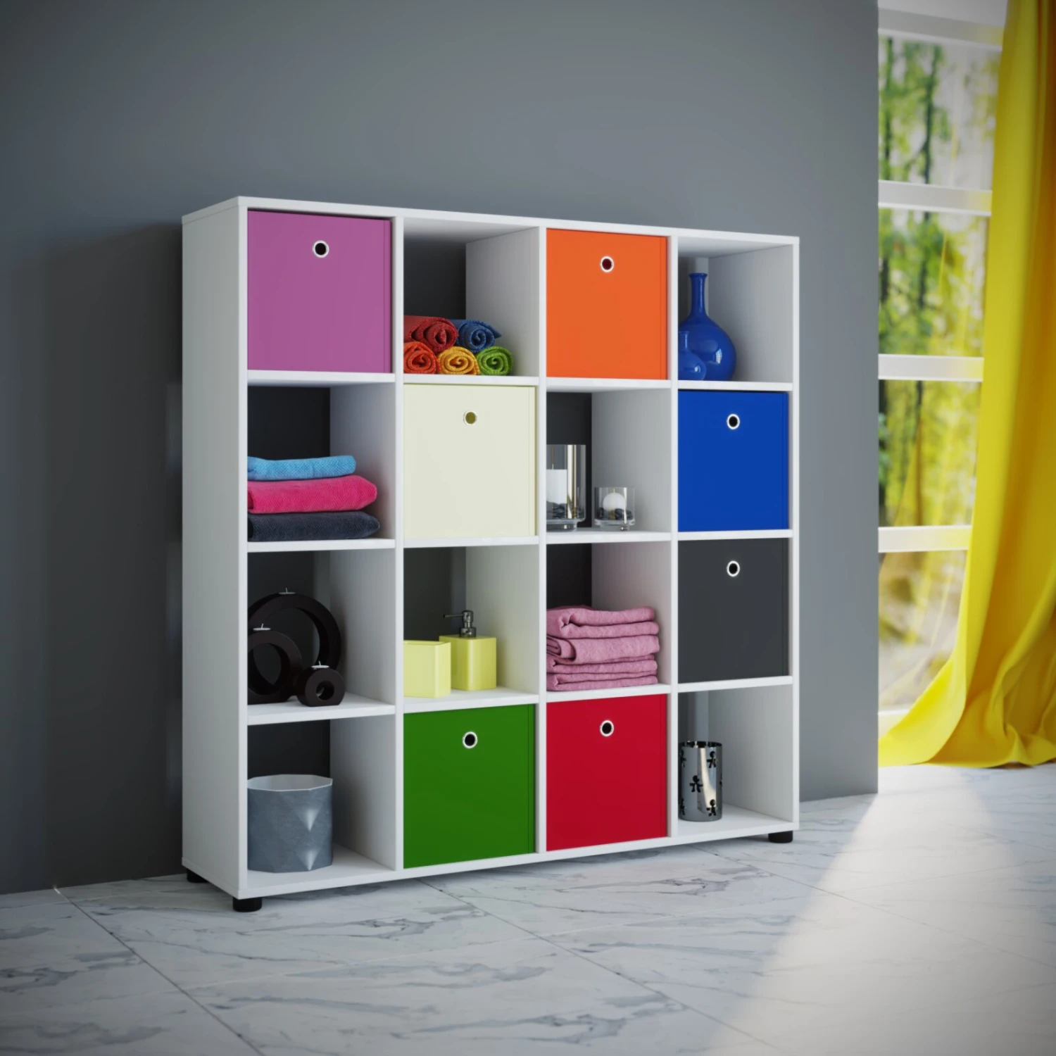 Regal BENAS 4x4 - weiß - 123 cm hoch 2 Regal BENAS 4x4 - weiß - 123 cm hoch – Bild 2