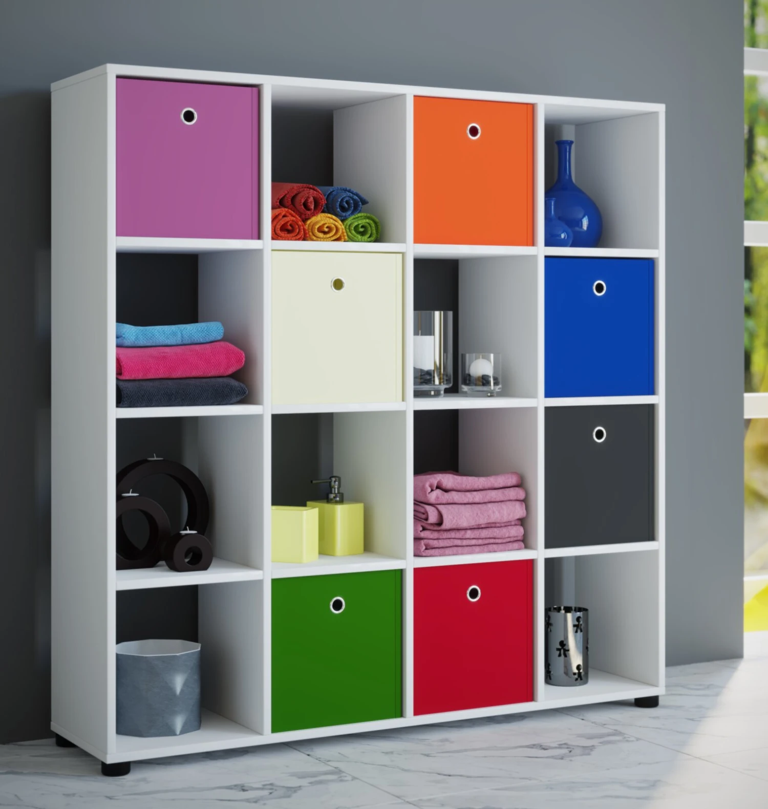 Regal BENAS 4x4 - weiß - 123 cm hoch 3 Regal BENAS 4x4 - weiß - 123 cm hoch – Bild 3