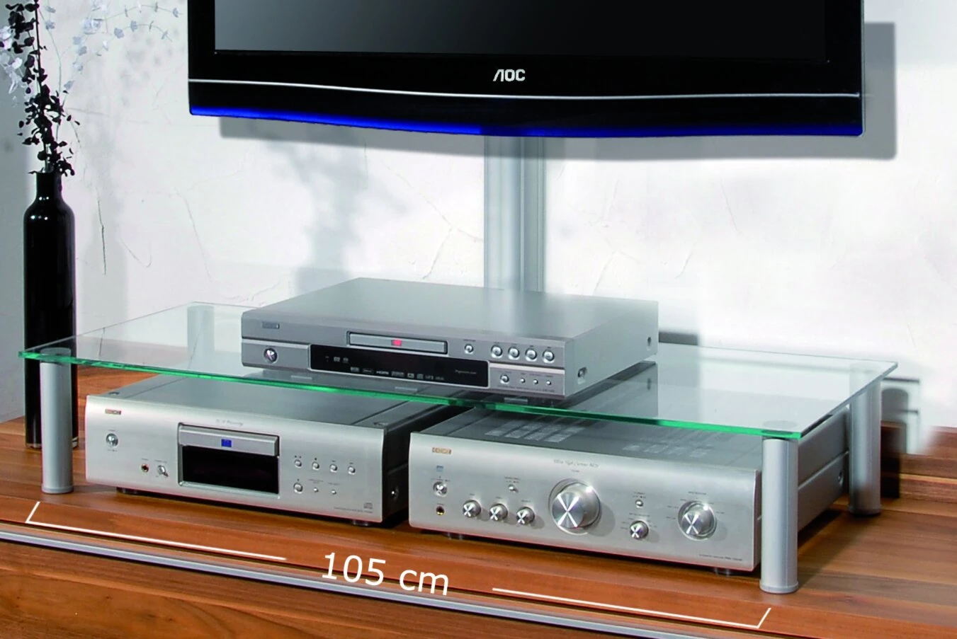 TV-Aufsatz - silber - Klarglas - 105 cm breit 2 TV-Aufsatz - silber - Klarglas - 105 cm breit – Bild 2