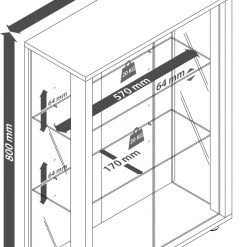 Hängevitrine UDINA - Buche - ohne Beleuchtung -Esszimmer Verkaufsgeschäft 9001652400 04 1600Wx1600H