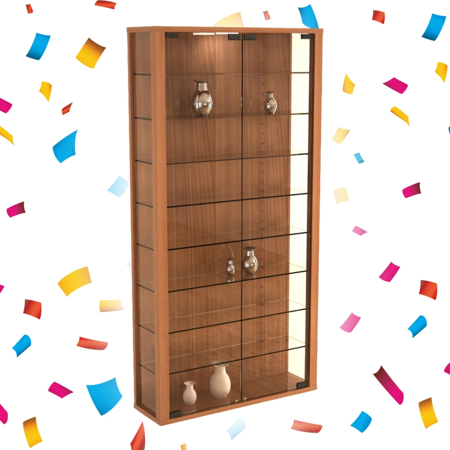 Vitrine VITROSA MAXI - Kern-Nussbaum - ohne Beleuchtung 2 Vitrine VITROSA MAXI - Kern-Nussbaum - ohne Beleuchtung – Bild 2