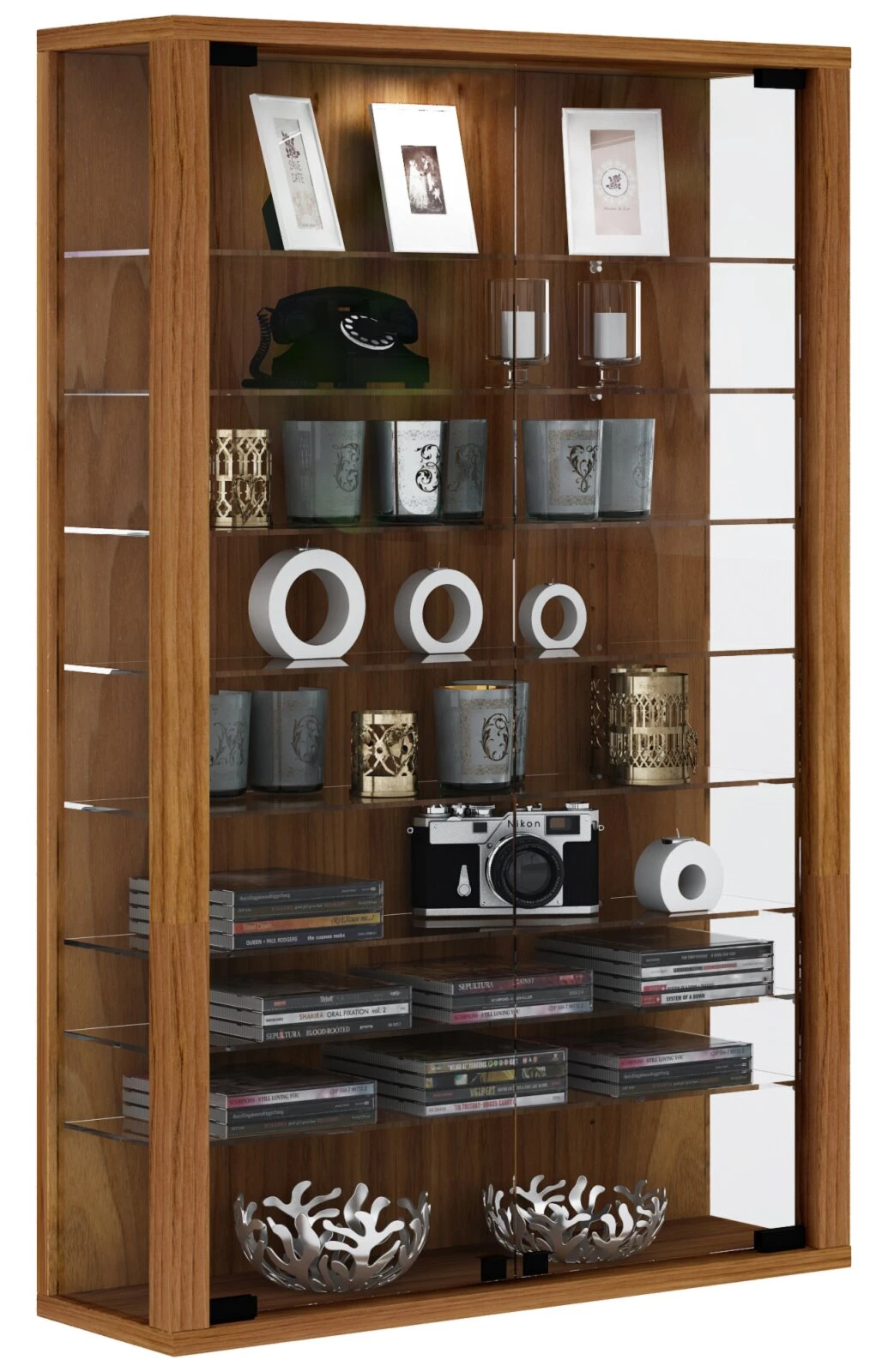 Hängevitrine VITROSA MINI - Kern-Nussbaum - ohne Beleuchtung 1 Hängevitrine VITROSA MINI - Kern-Nussbaum - ohne Beleuchtung