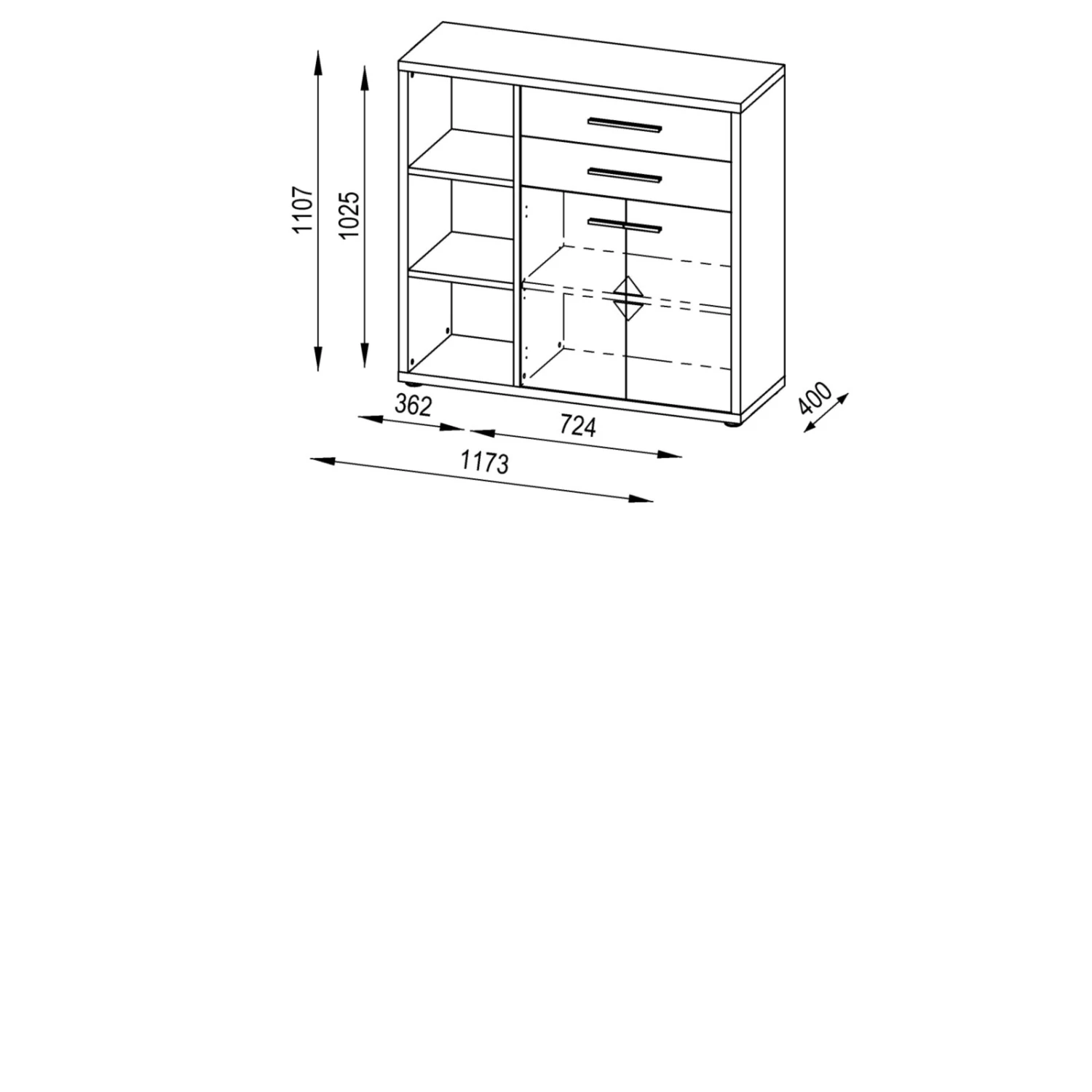 Kommode SET+ - Eiche natur - 117 cm 2 Kommode SET+ - Eiche natur - 117 cm – Bild 2