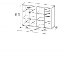 Sideboard SET+ - Eiche natur - Grauglas - 156 cm 6 Sideboard SET+ - Eiche natur - Grauglas - 156 cm -Esszimmer Verkaufsgeschäft 9001770700 03 1600Wx1600H