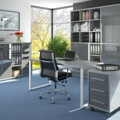 Sideboard-Kombination SET+ - platingrau - Grauglas - 156 cm -Esszimmer Verkaufsgeschäft 9001770900 04 1600Wx1600H