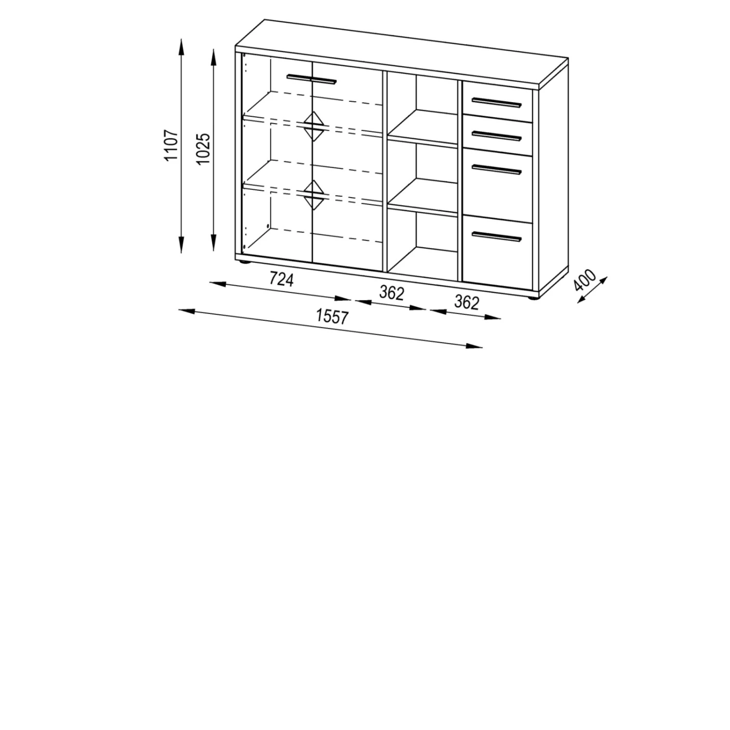 Sideboard SET+ - Eiche natur - 156 cm 2 Sideboard SET+ - Eiche natur - 156 cm – Bild 2