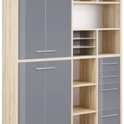 Highboard-Regal-Kombi SET+ - Eiche - Grauglas - 156 cm 6 Highboard-Regal-Kombi SET+ - Eiche - Grauglas - 156 cm -Esszimmer Verkaufsgeschäft 9001772100 03 1600Wx1600H