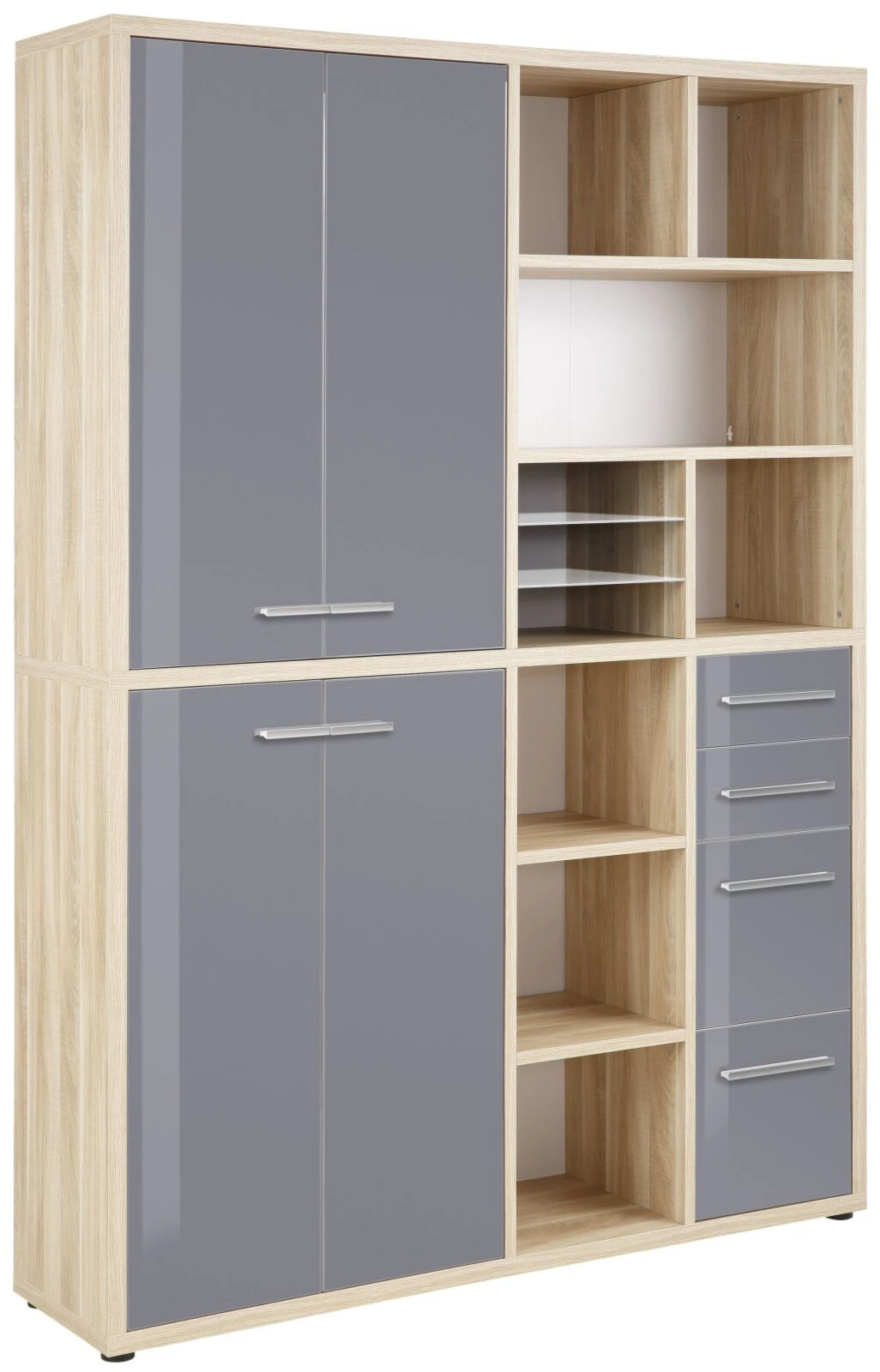 Highboard-Regal-Kombi SET+ - Eiche - Grauglas - 156 cm 3 Highboard-Regal-Kombi SET+ - Eiche - Grauglas - 156 cm – Bild 3