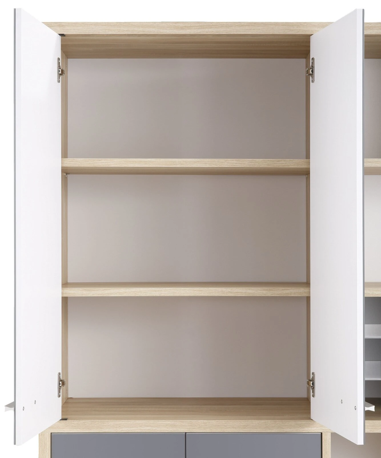 Highboard-Regal-Kombi SET+ - Eiche - Grauglas - 156 cm 4 Highboard-Regal-Kombi SET+ - Eiche - Grauglas - 156 cm – Bild 4