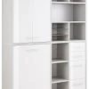 Highboard-Regal-Kombi SET+ - Platingrau - Weißglas - 156 cm