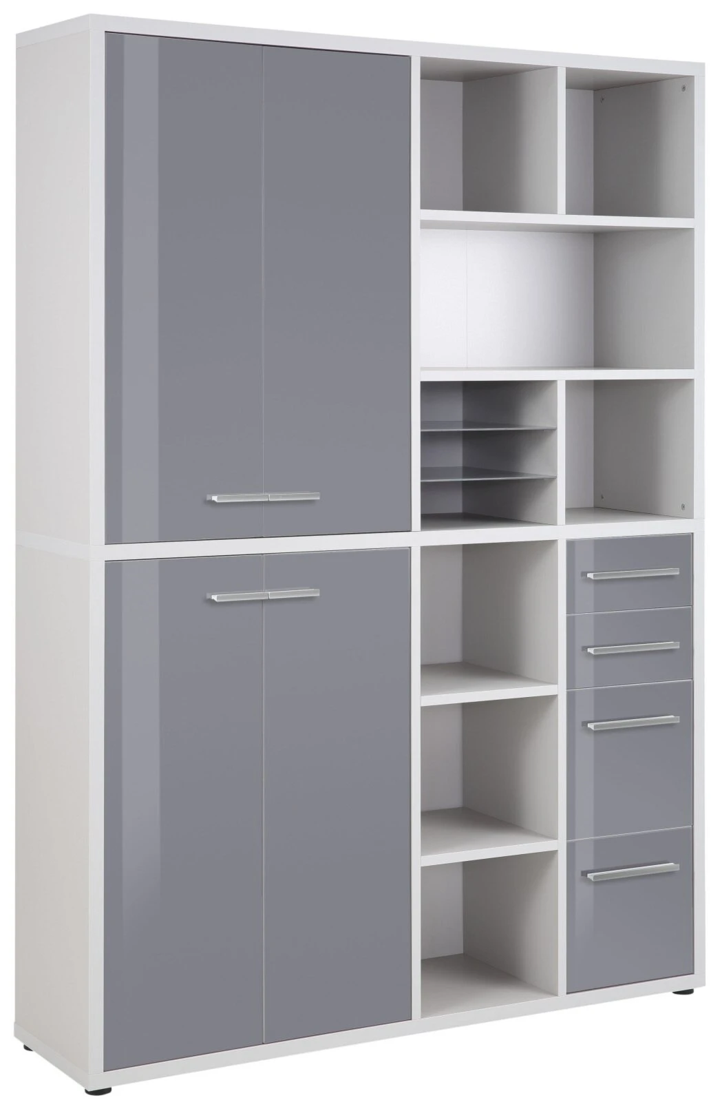 Highboard-Regal-Kombi SET+ - Platingrau - Grauglas - 156 cm 1 Highboard-Regal-Kombi SET+ - Platingrau - Grauglas - 156 cm