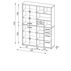 Highboard-Regal-Kombi SET+ - Eiche natur - 156 cm -Esszimmer Verkaufsgeschäft 9001772400 02 1600Wx1600H