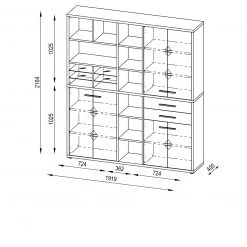 Highboard-Regal-Kombi SET+ - Eiche natur - 192 cm -Esszimmer Verkaufsgeschäft 9001772900 02 1600Wx1600H