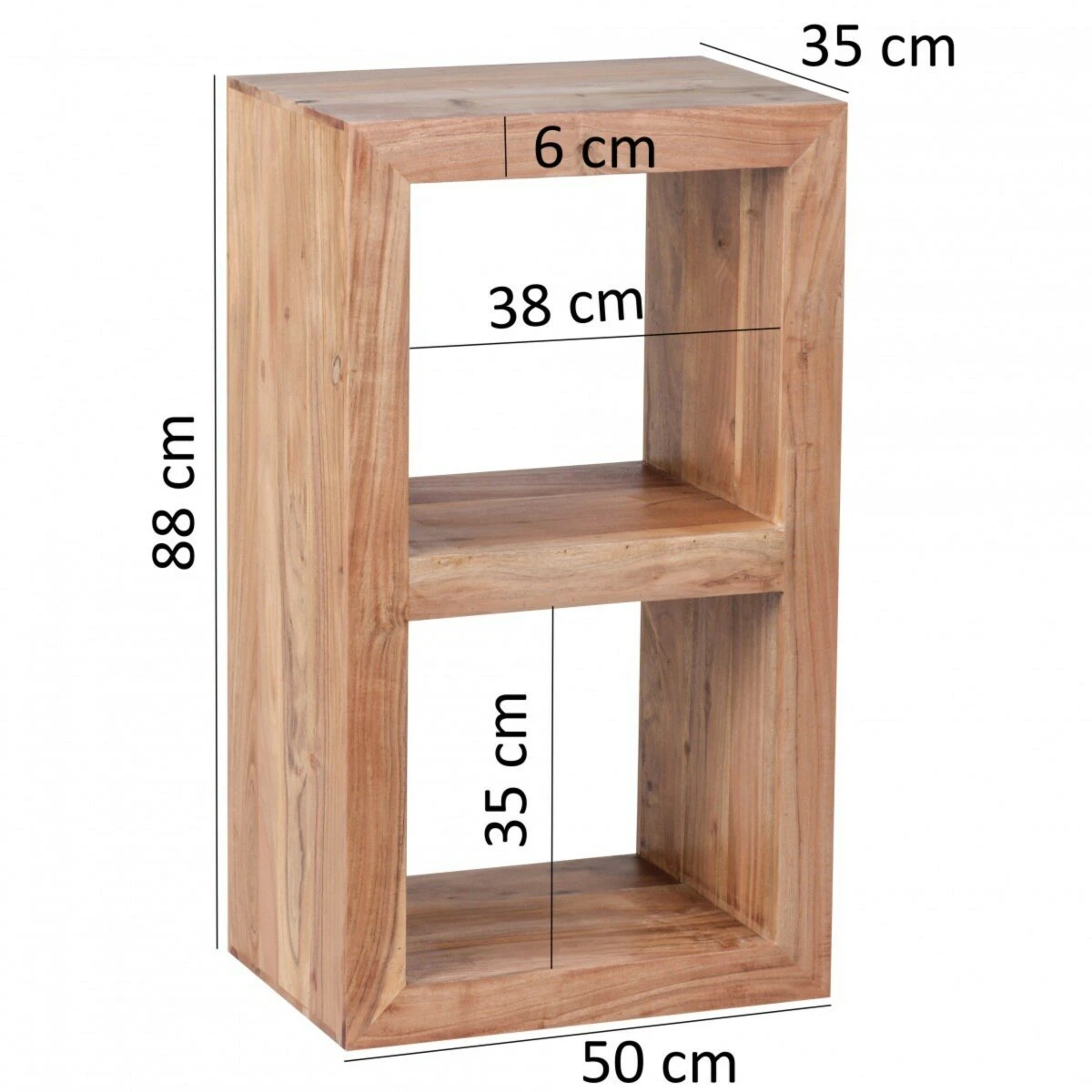 Standregal - klar lackiert - Akazie massiv - 88 cm hoch 2 Standregal - klar lackiert - Akazie massiv - 88 cm hoch – Bild 2