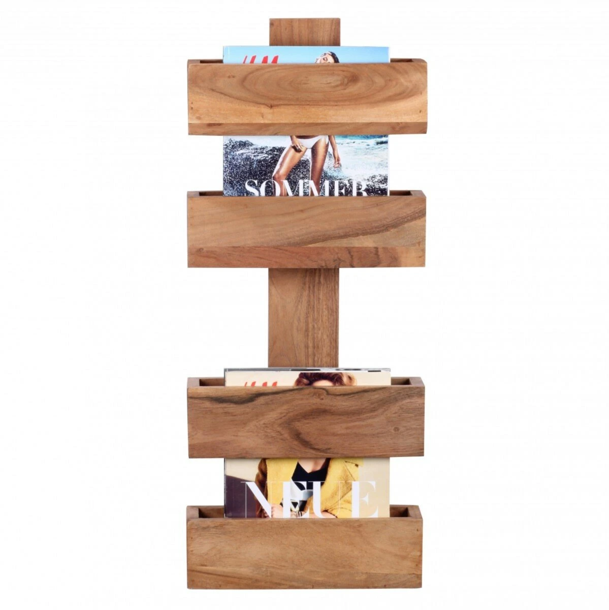 Zeitungsständer MUMBAI - klar lackiert - Akazie massiv 2 Zeitungsständer MUMBAI - klar lackiert - Akazie massiv – Bild 2