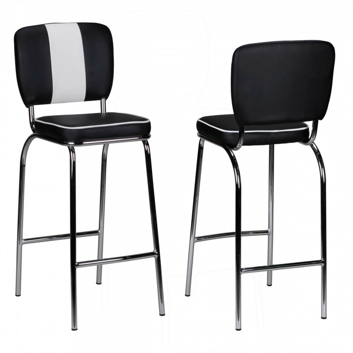 Barstuhl - schwarz-weiß - Kunstleder 2 Barstuhl - schwarz-weiß - Kunstleder – Bild 2