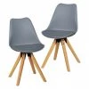 2er Stuhl-Set - grau - Kunstleder