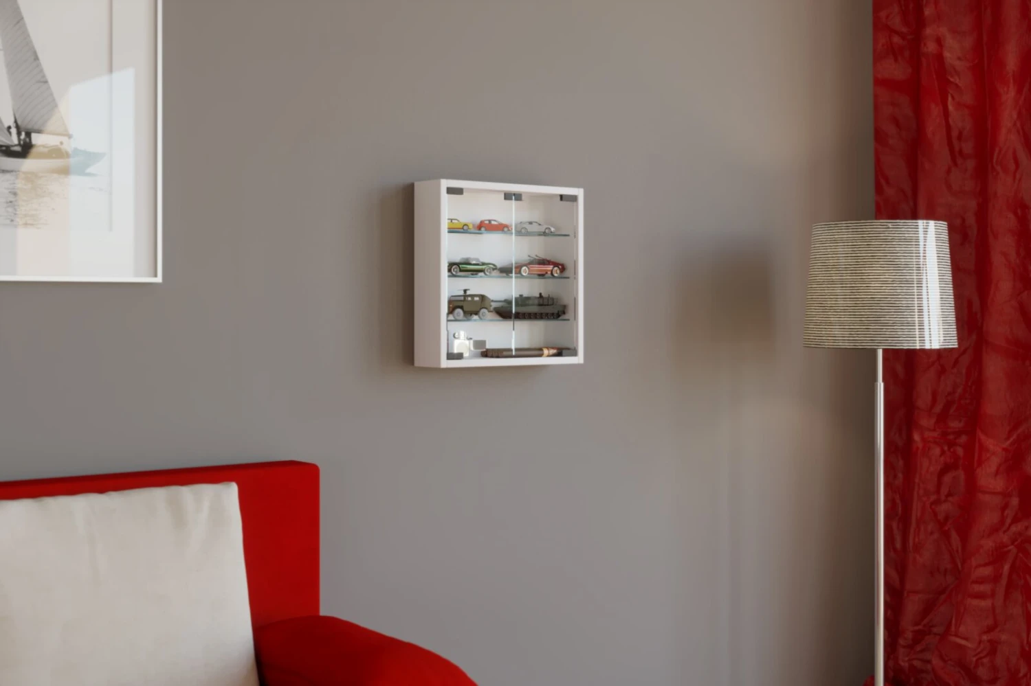 Hängevitrine MANDOSA S - weiß - mit 3 Glasböden 3 Hängevitrine MANDOSA S - weiß - mit 3 Glasböden – Bild 3