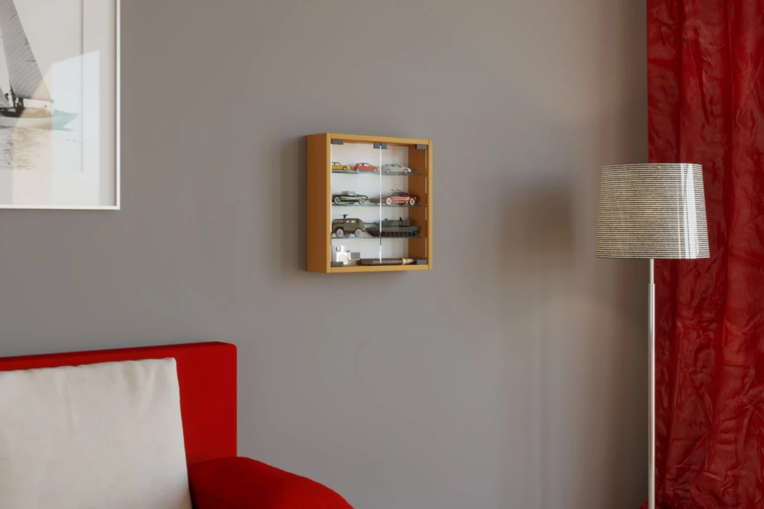 Hängevitrine MANDOSA S - Buche - mit 3 Glasböden 3 Hängevitrine MANDOSA S - Buche - mit 3 Glasböden – Bild 3