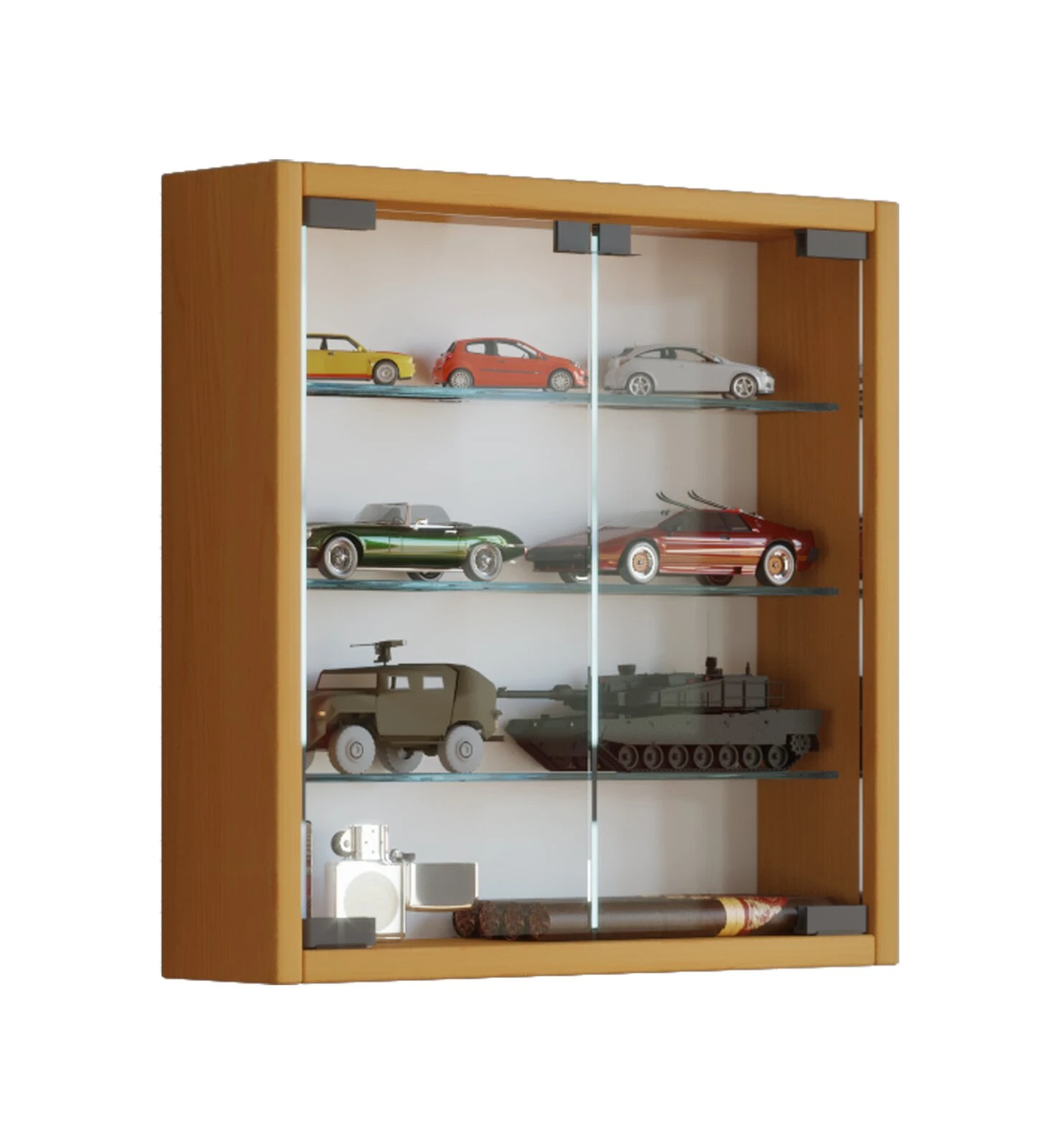 Hängevitrine MANDOSA S - Buche - mit 3 Glasböden 1 Hängevitrine MANDOSA S - Buche - mit 3 Glasböden