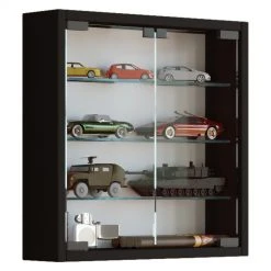 Hängevitrine MANDOSA S - schwarz - mit 3 Glasböden