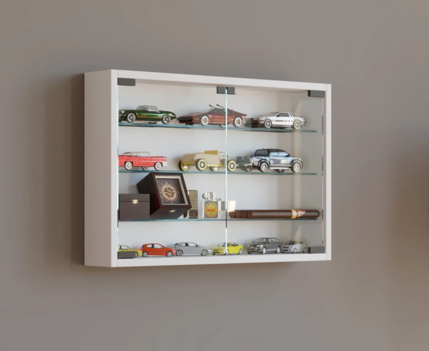 Hängevitrine MANDOSA M - weiß - mit 3 Glasböden 2 Hängevitrine MANDOSA M - weiß - mit 3 Glasböden – Bild 2