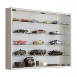 Hängevitrine MANDOSA L - weiß - mit 4 Glasböden