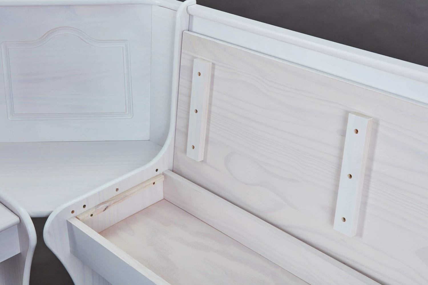 4-teilige Eckbankgruppe DONAU - weiß - Kiefer Massivholz 3 4-teilige Eckbankgruppe DONAU - weiß - Kiefer Massivholz – Bild 3