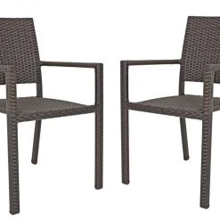 2er-Set Stapelstuhl MALAGA - coffee - Aluminium