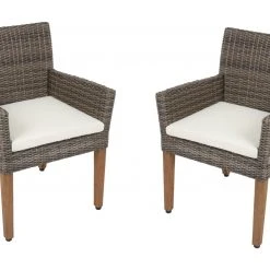 2er-Set Armstuhl PALA - braun - Akazie Massivholz