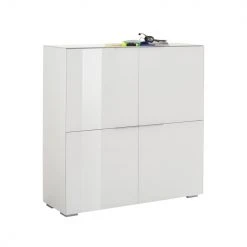 Highboard YAS - weiß Hochglanz - Glas