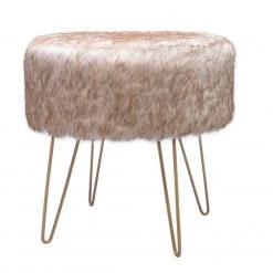 Fellhocker MIO - braun-weiß - mit Metallfuß