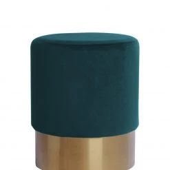 Polsterhocker - NANO - dunkelgrün - mit Metallfuß